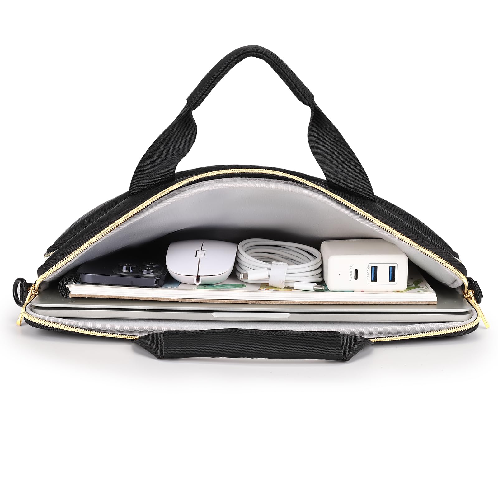 Domiso Laptop Briefcase 17,3 pollici borsa laptop nera impermeabile