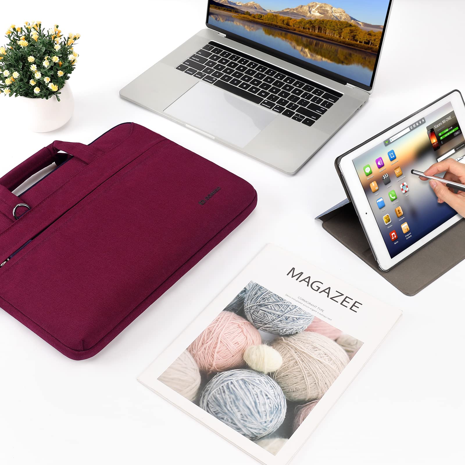 Domiso Laptop Briefcase 14 pollici borsa laptop fucsia impermeabile