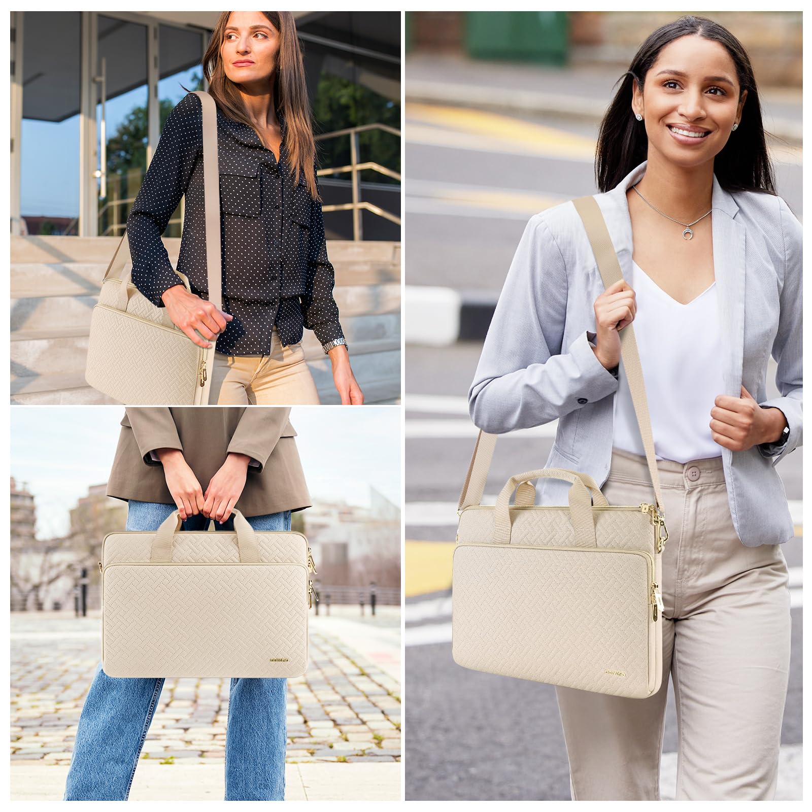 Domiso Laptop Briefcase 17,3 pollici borsa laptop Beige impermeabile