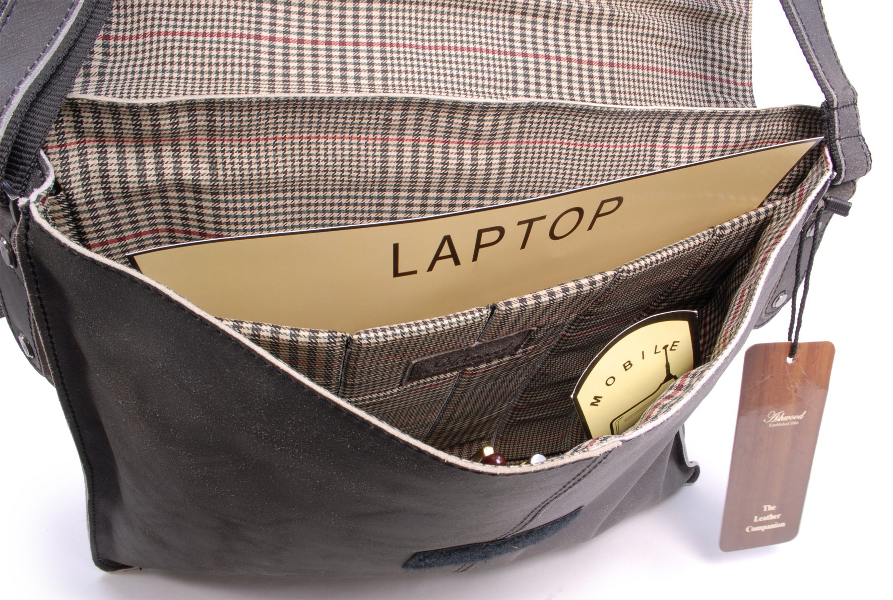 Ashwood Man Bags & Briefcases 8356 Borsa Messenger Nera in Pelle
