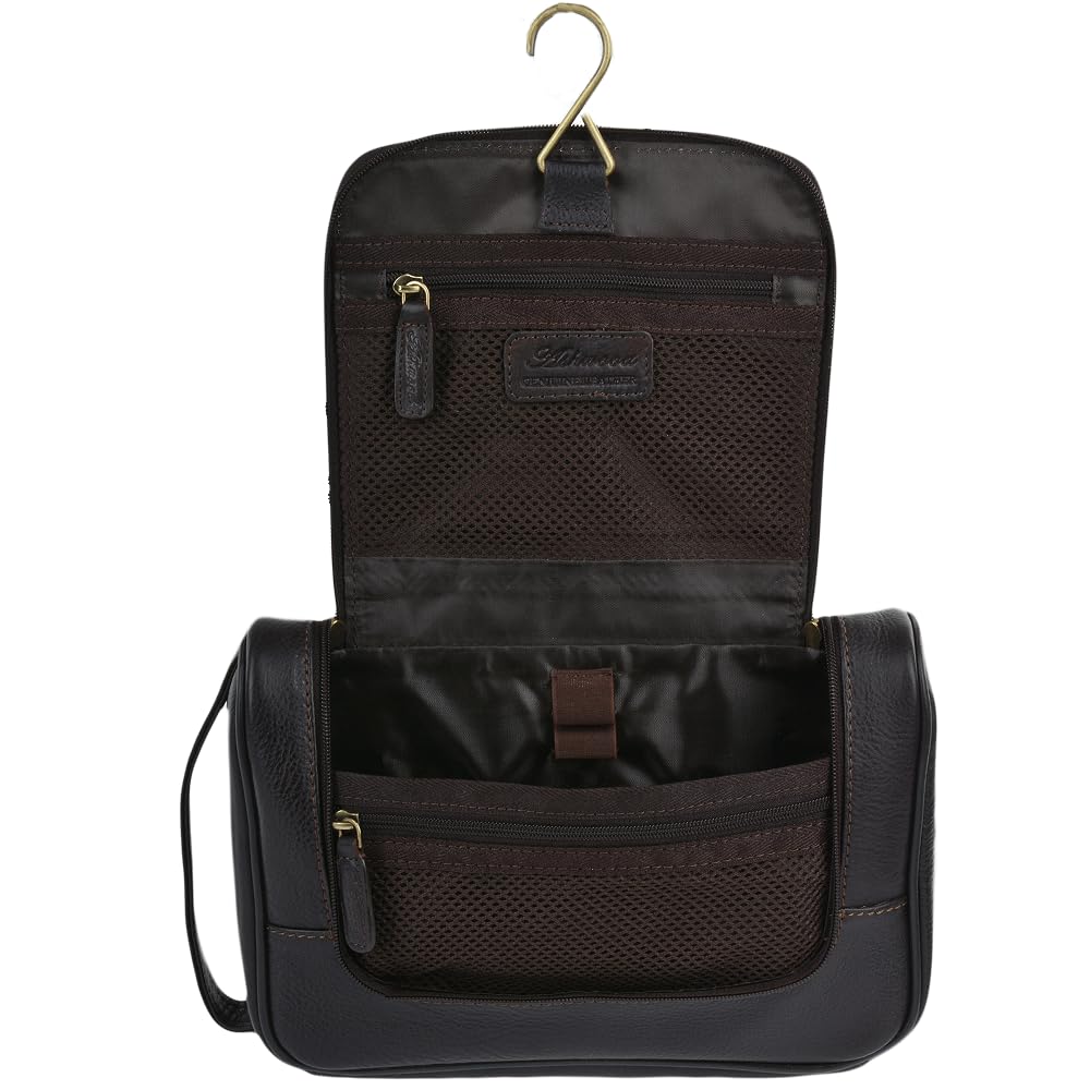 Ashwood Washbags 89145 beauty case Nero e Rosso in pelle e nylon