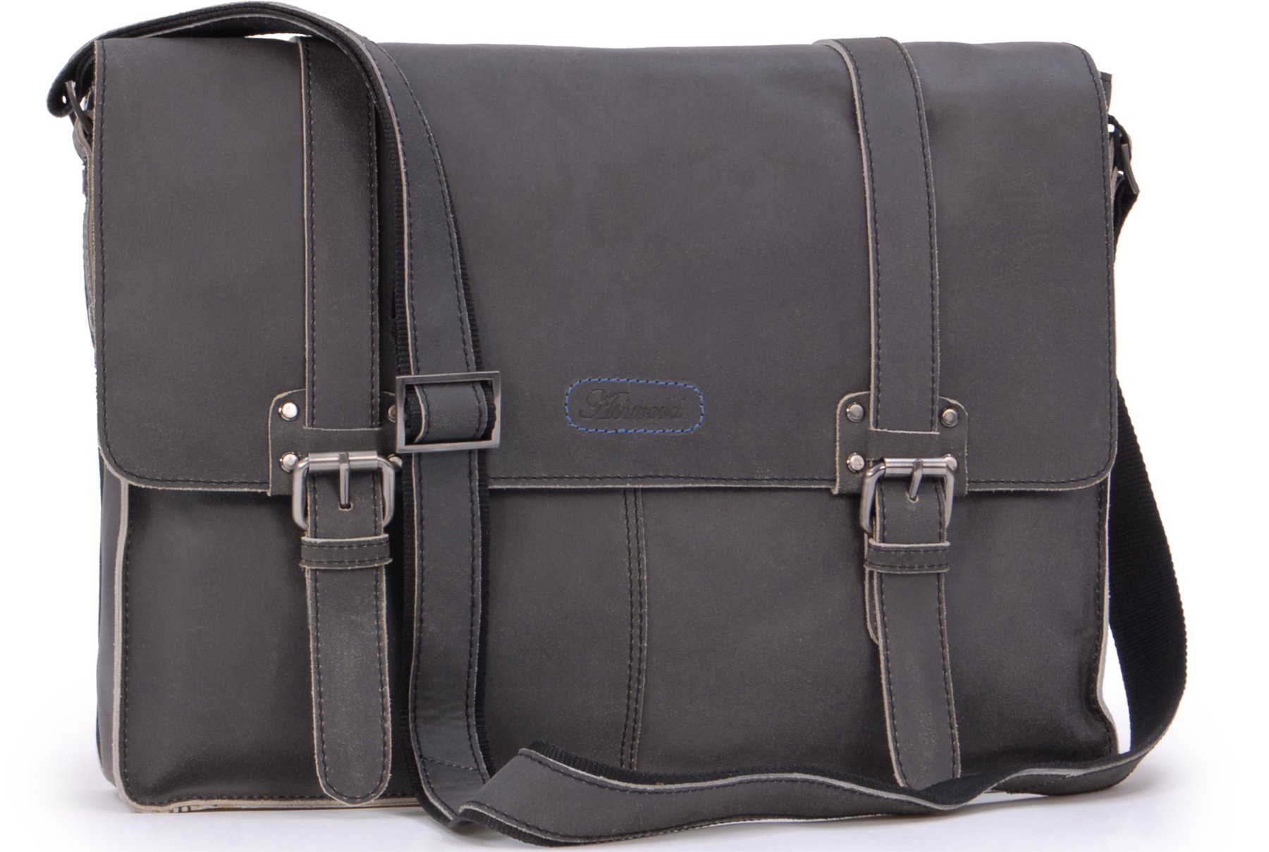 Ashwood Man Bags & Briefcases 8356 Borsa Messenger Nera in Pelle