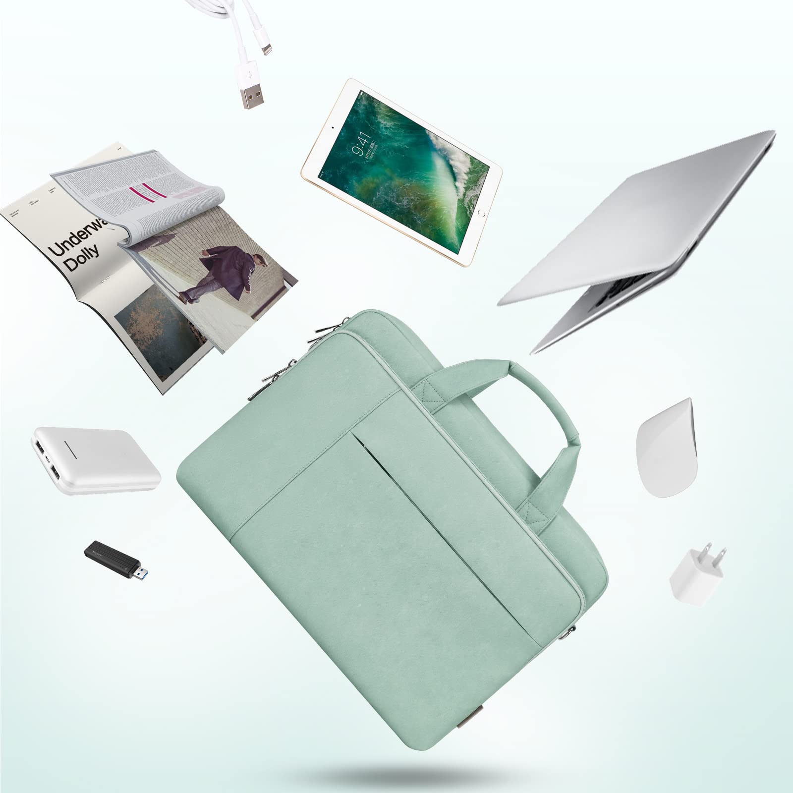 Domiso Laptop Briefcase 17,3 pollici borsa verde salvia impermeabile