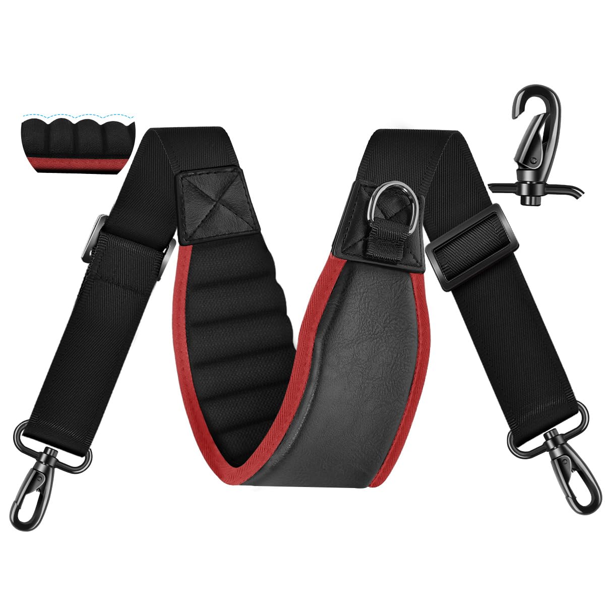ZINZ Shoulder Pads Tracolla da 67" con design spesso imbottito, nera