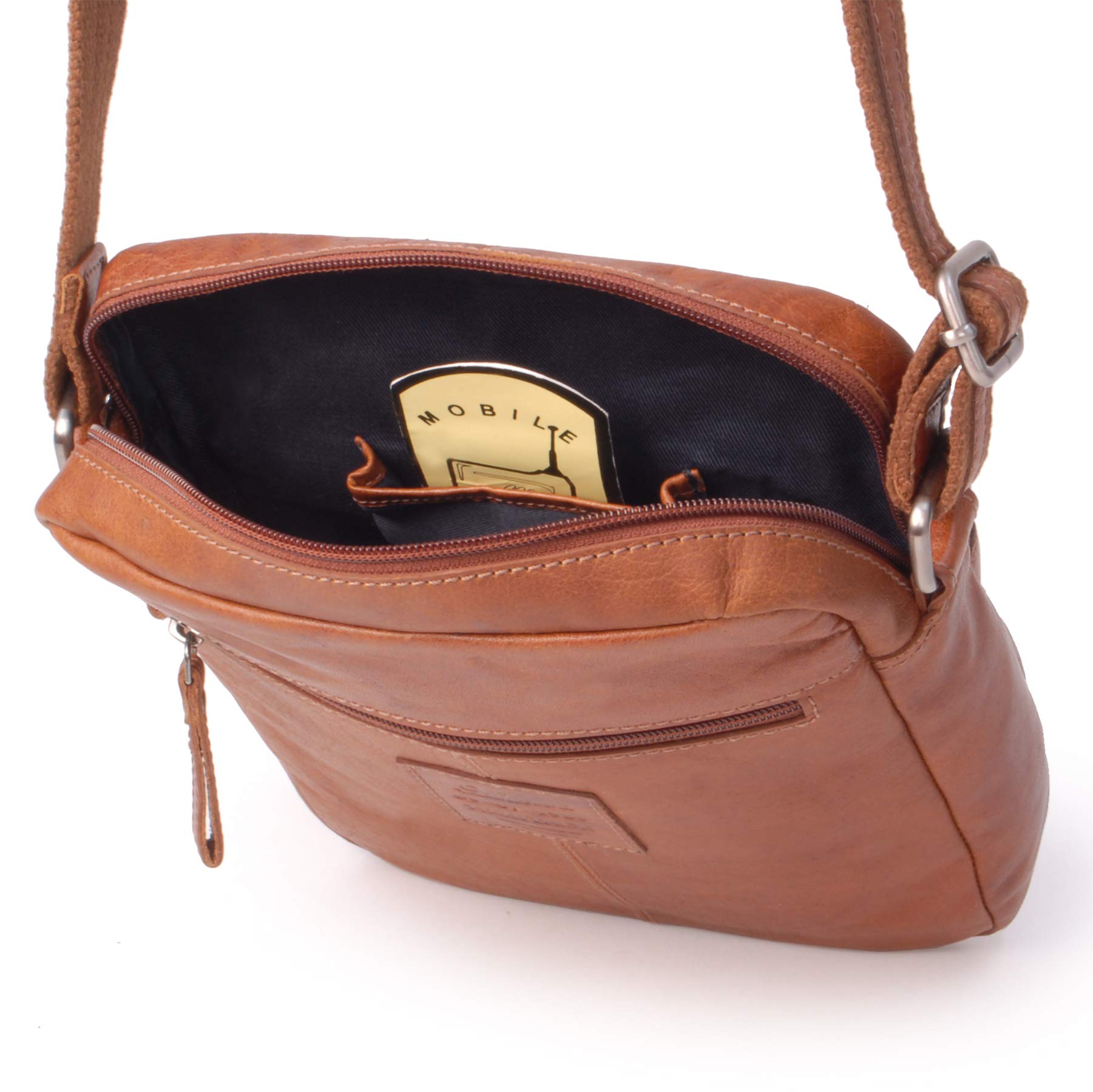 Ashwood Vera Pelle Vintage F-82 borsa messenger in pelle media