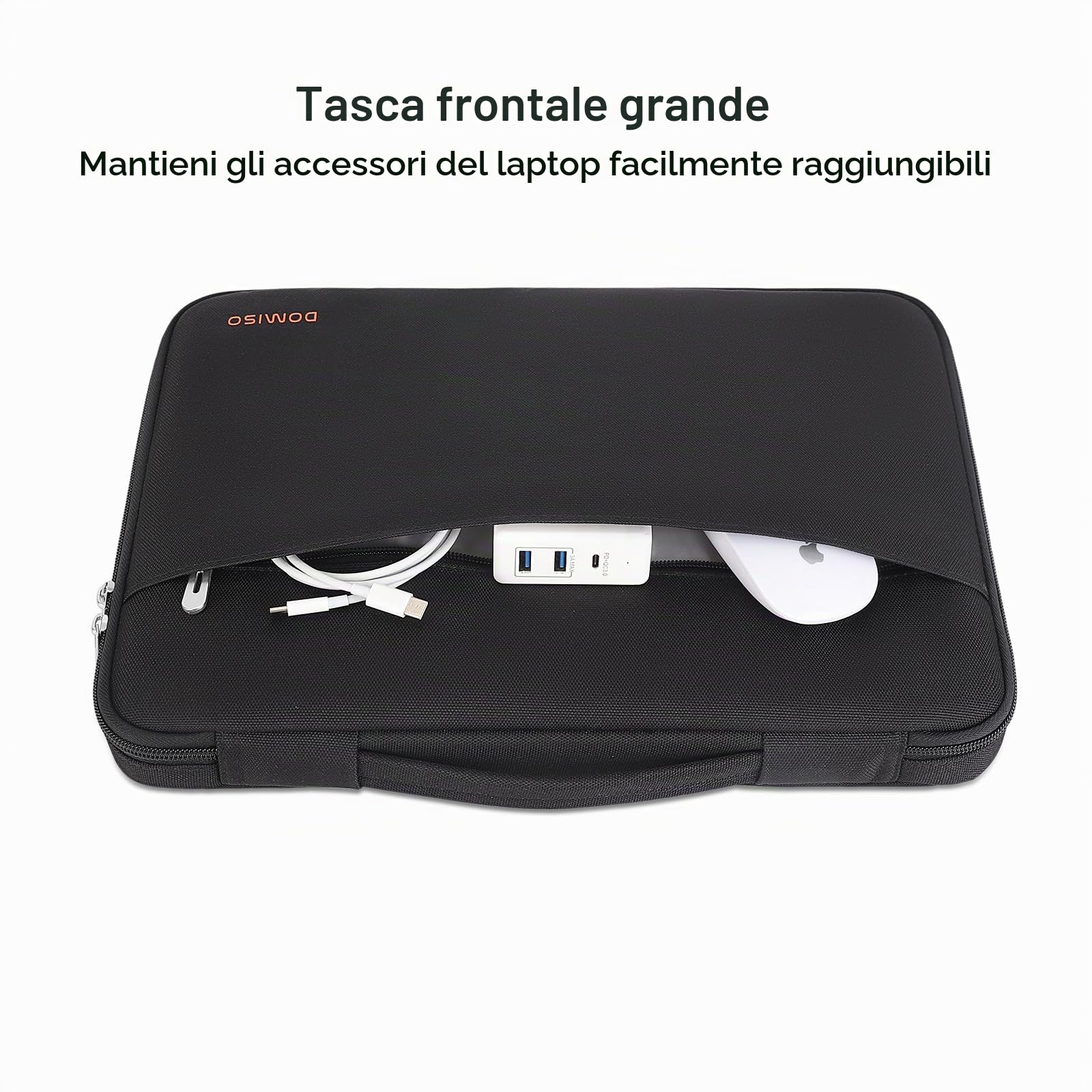 Domiso Laptop Sleeve 17,3 Pollici custodia laptop nera impermeabile
