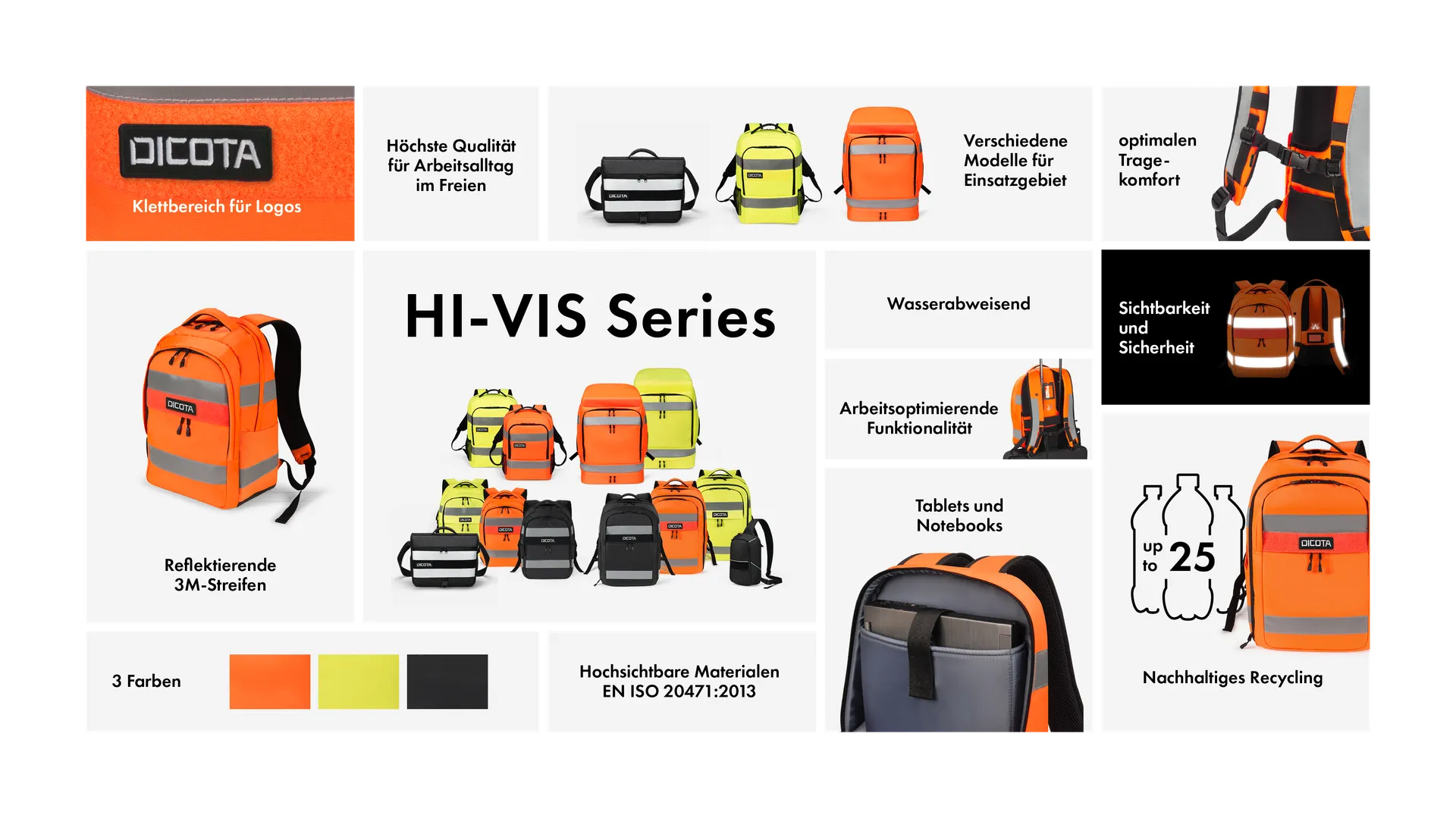 BASE XXO Backpacks HI-VIS 25 Litre zaino arancione 25 L riflettente