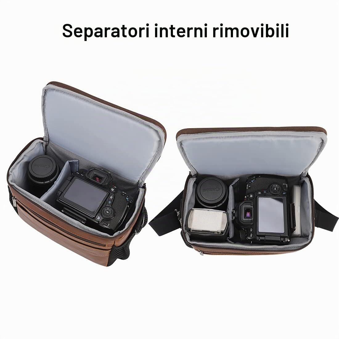 DOMISO DSLR Camera Bag borsa fotocamera marrone scuro antiurto