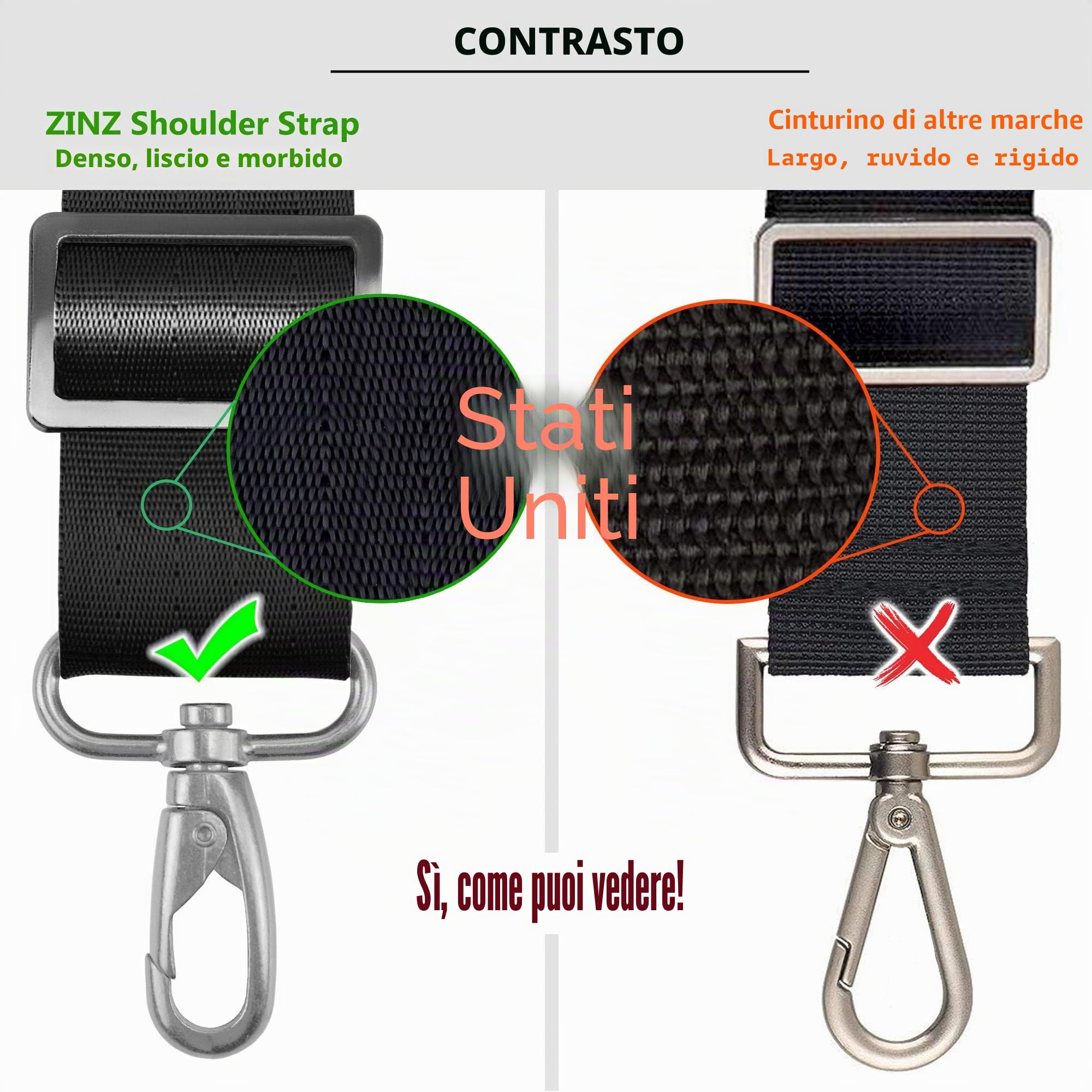 ZINZ Shoulder Pads Cinturino Regolabile con Imbottitura Fissa Spessa tracolla nera