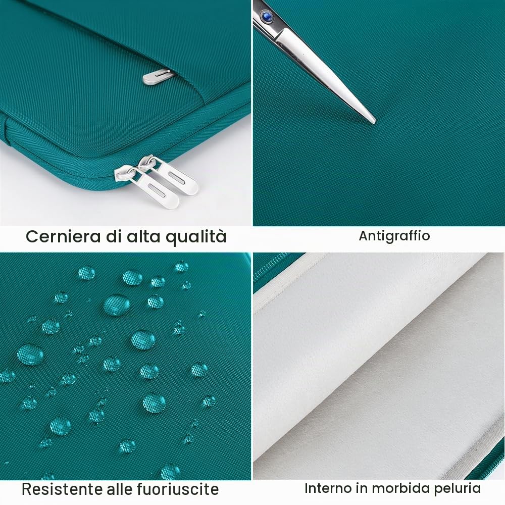 Domiso Laptop Sleeve 17,3 pollici custodia laptop Turchese impermeabile