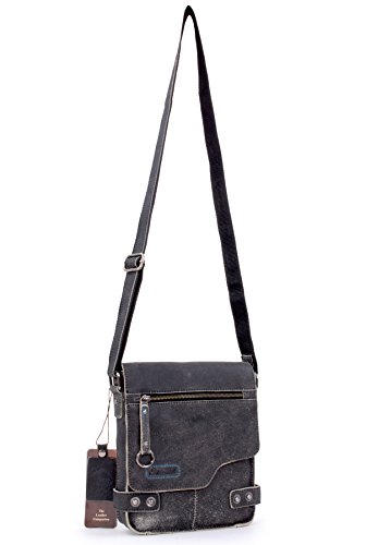 Ashwood Camden 8351 borsa messenger nera in pelle vintage