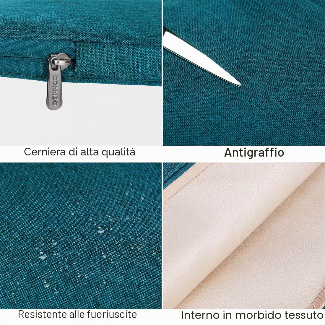 Domiso Laptop Sleeve 17,3" custodia laptop turchese impermeabile