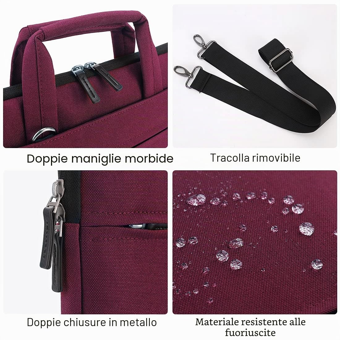 Domiso Laptop Briefcase 14 pollici borsa laptop fucsia impermeabile