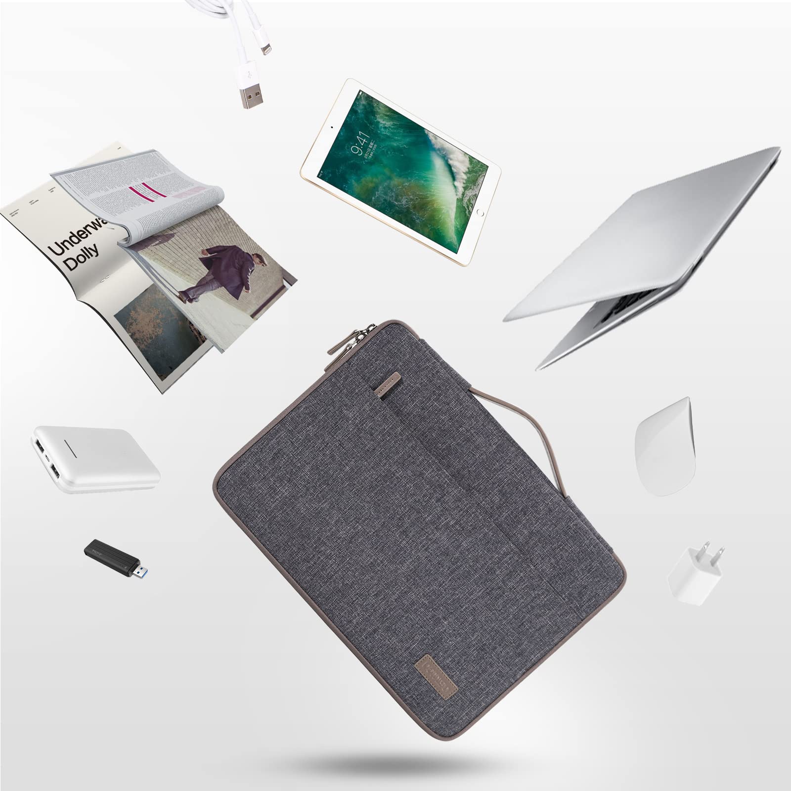 Domiso Laptop Sleeve 17.3 Pollici custodia laptop Grigio Scuro sottile