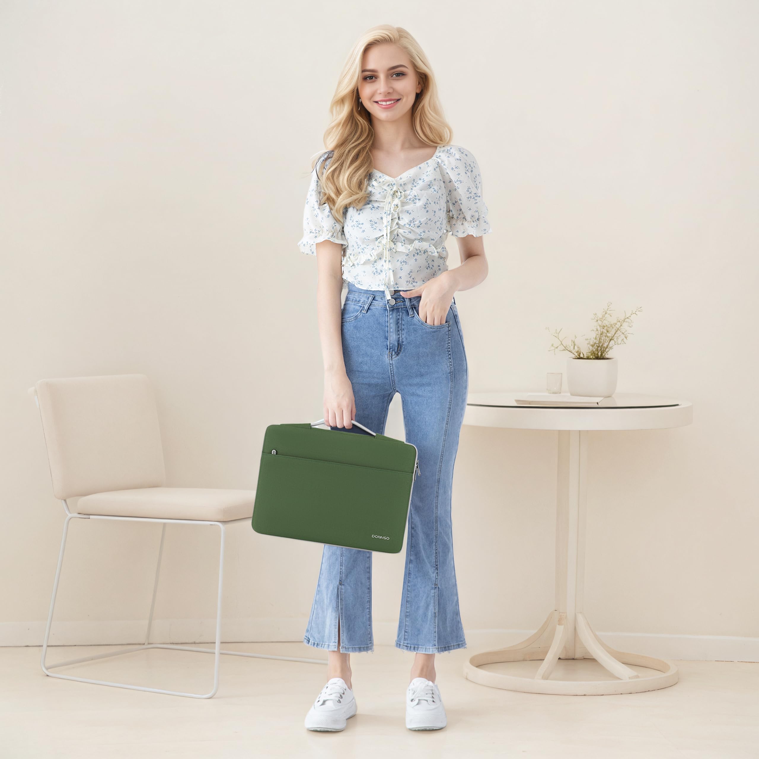 Domiso Laptop Sleeve 17,3 pollici custodia laptop verde avocado impermeabile