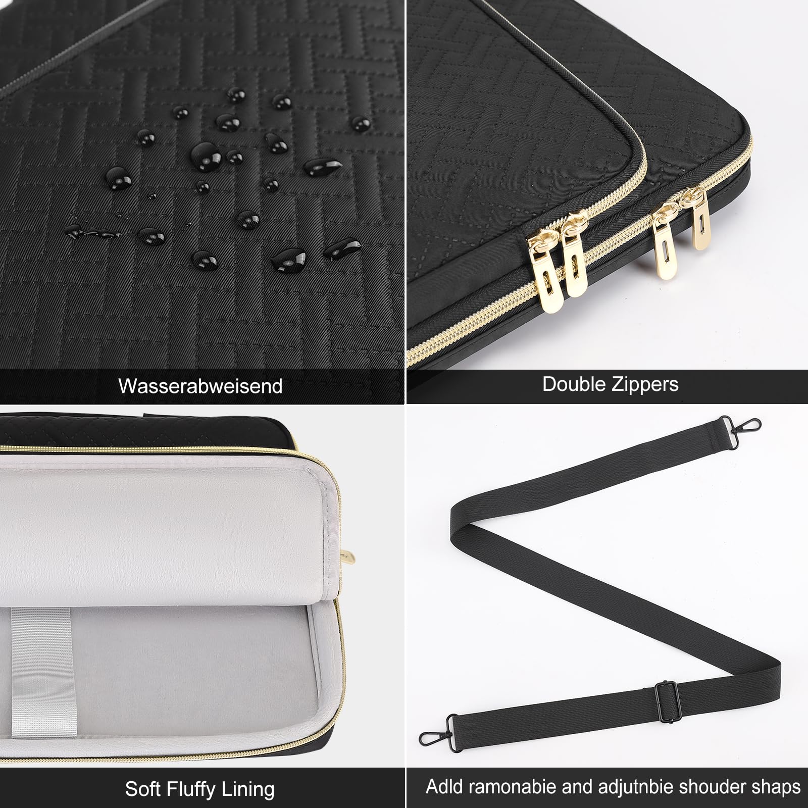 Domiso Laptop Briefcase 15,6 pollici borsa laptop nera impermeabile