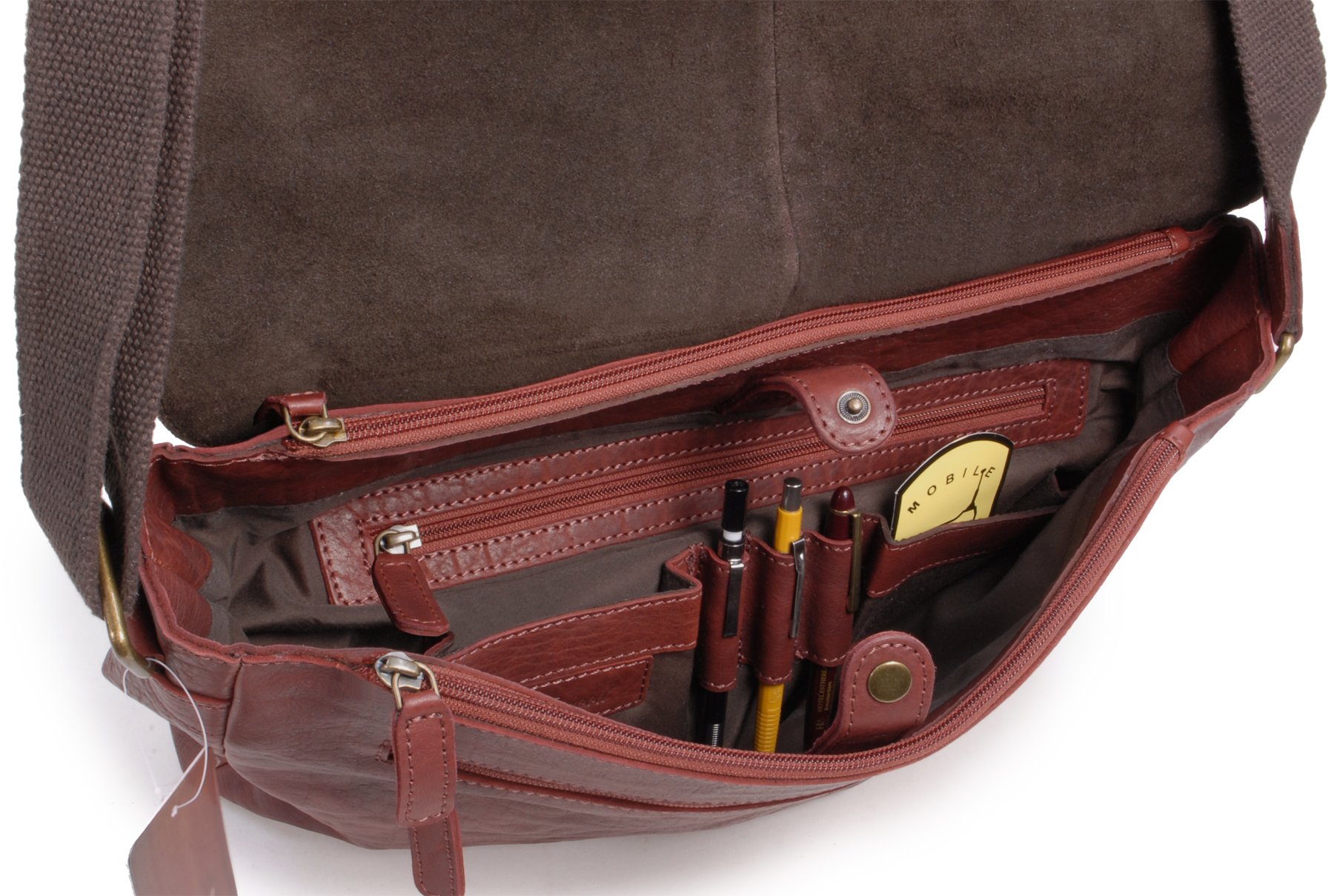 Ashwood Man Bags & Briefcases Pedro borsa messenger pelle Cognac capiente