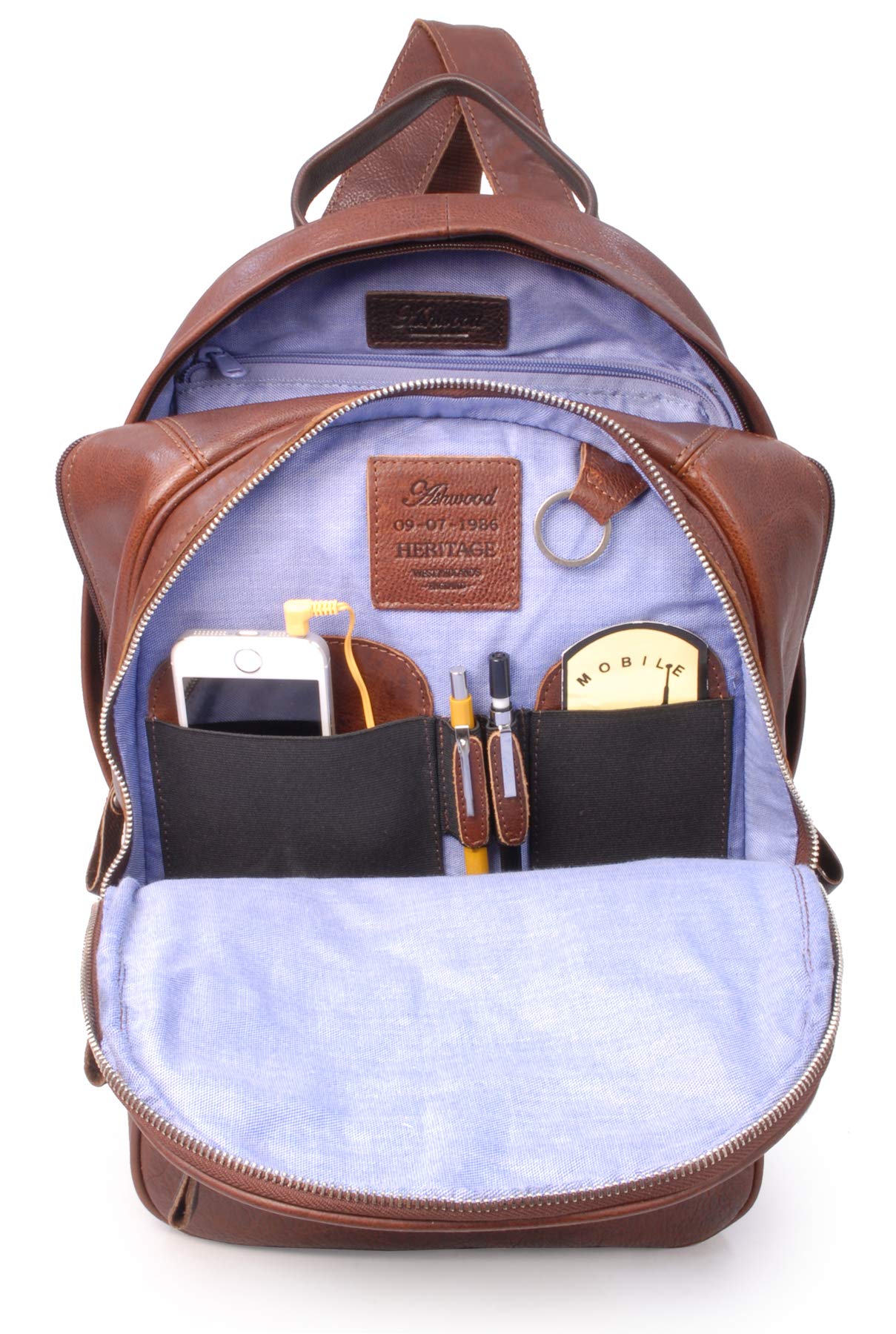 Ashwood Rucksacks 4555 zaino marrone chiaro in pelle con porta tablet