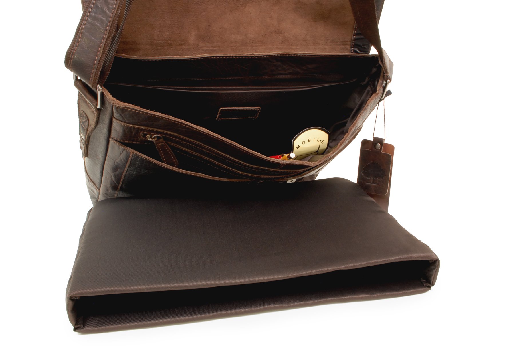 Ashwood Kingston Leather Companion 8343 borsa messenger in pelle con scomparto laptop