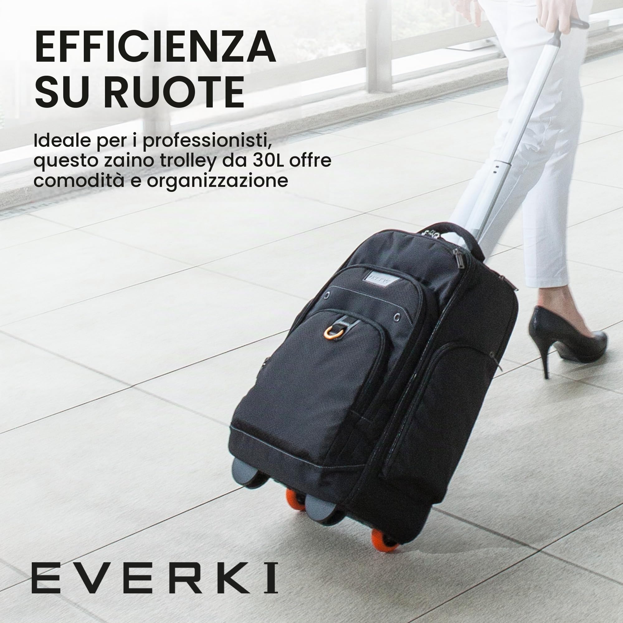 EVERKI Borse per Portatile con Ruote Atlas Wheeled zaino trolley Minimalista 30 L