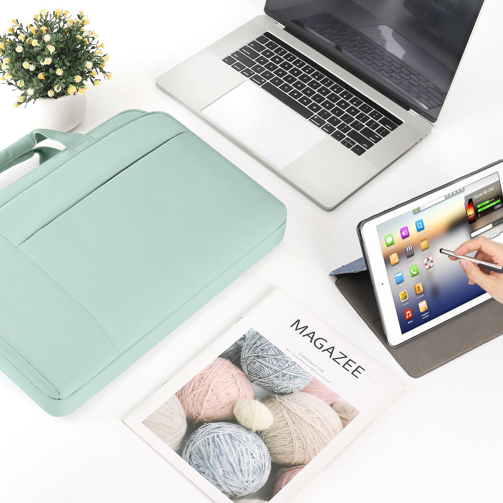 Domiso Laptop Briefcase 14 Pollici Borsa Laptop Impermeabile Verde Menta