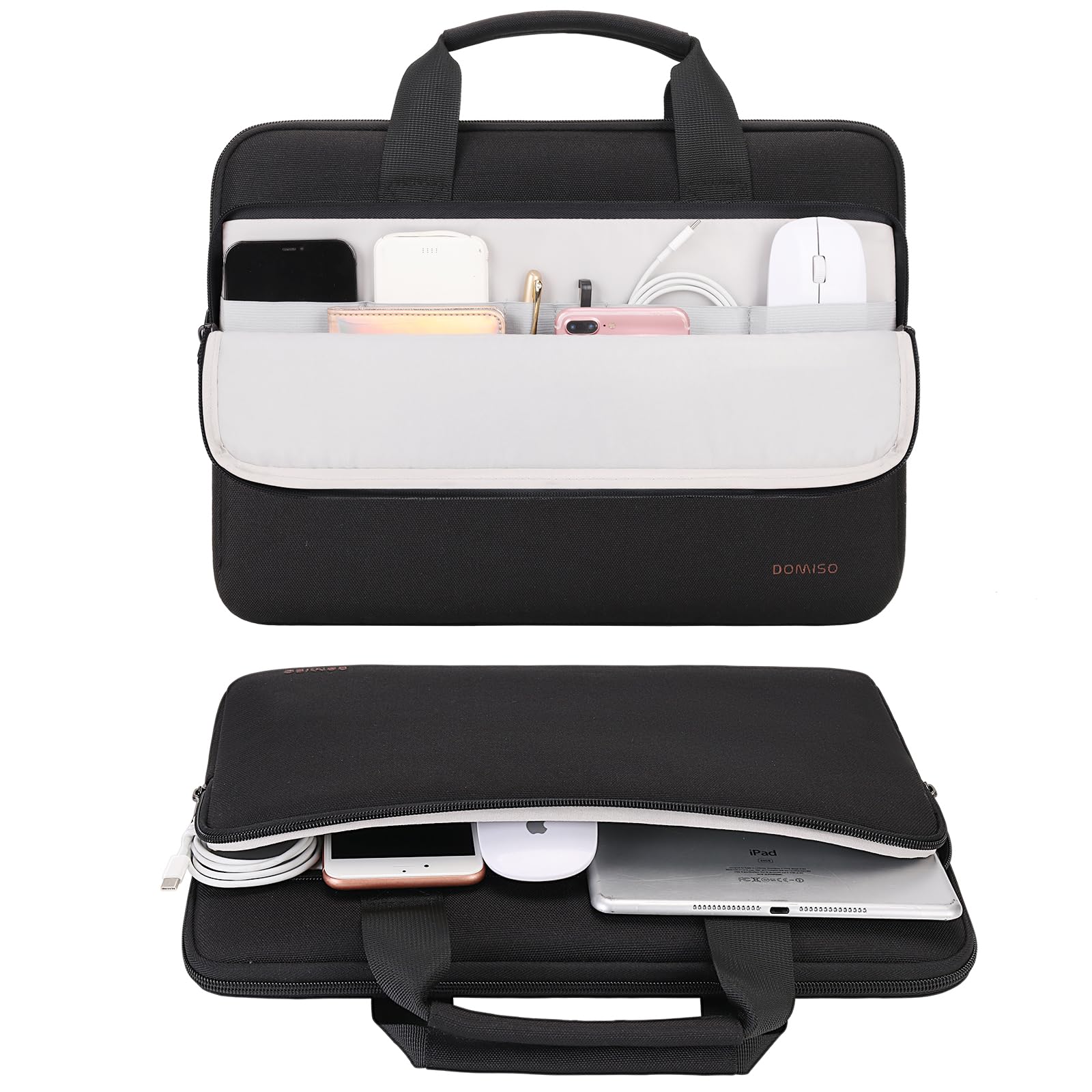 Domiso Laptop Sleeve 17,3 pollici custodia laptop nera con maniglia