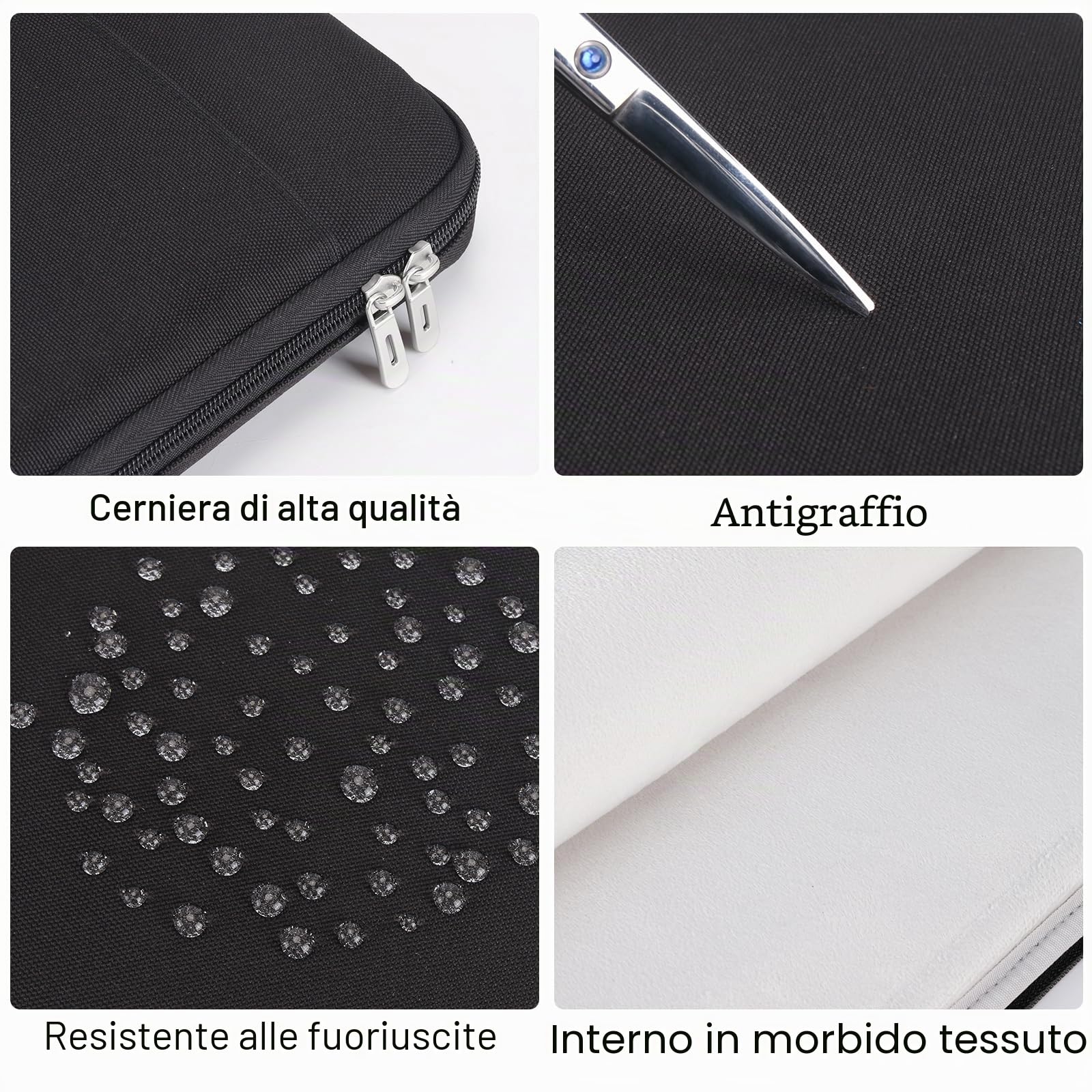 Domiso Laptop Sleeve 17,3 Pollici custodia laptop nera impermeabile
