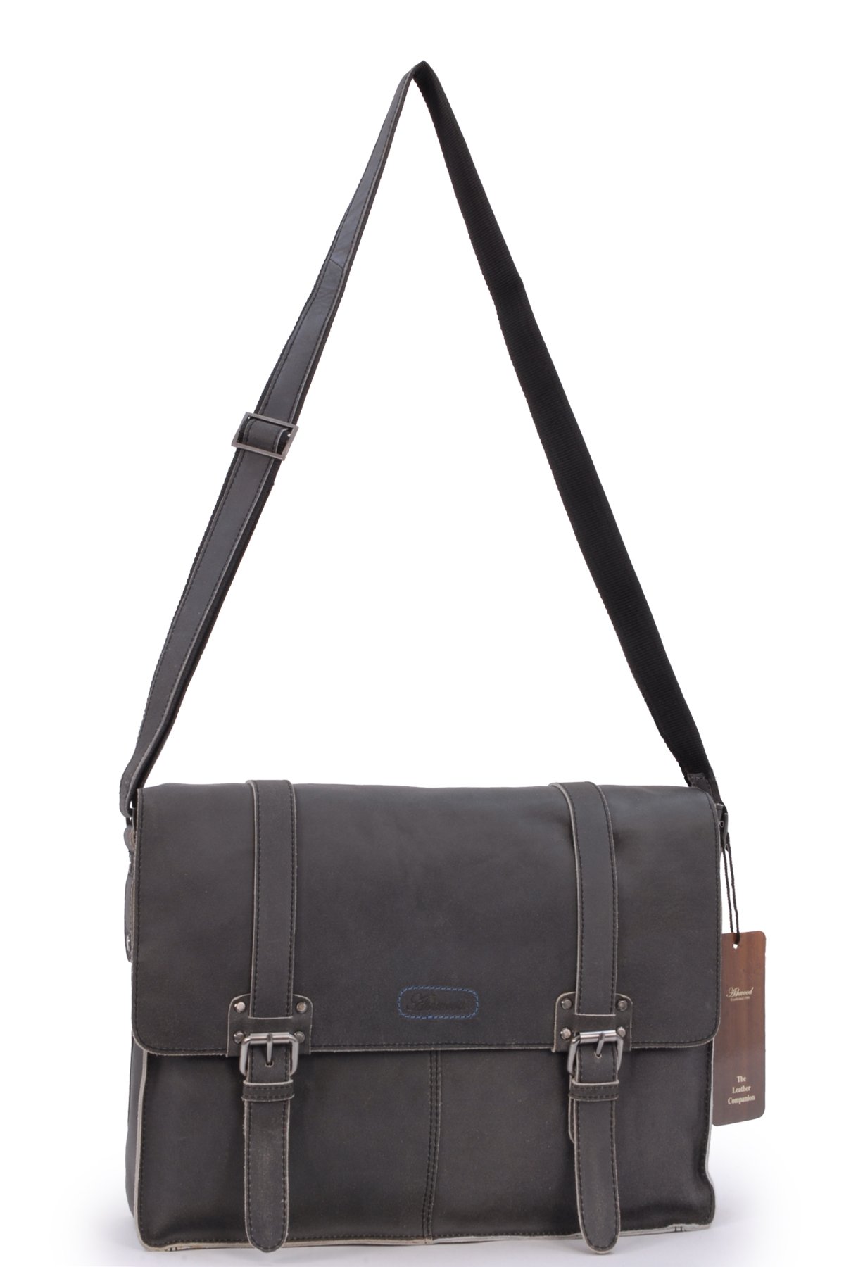 Ashwood Man Bags & Briefcases 8356 Borsa Messenger Nera in Pelle