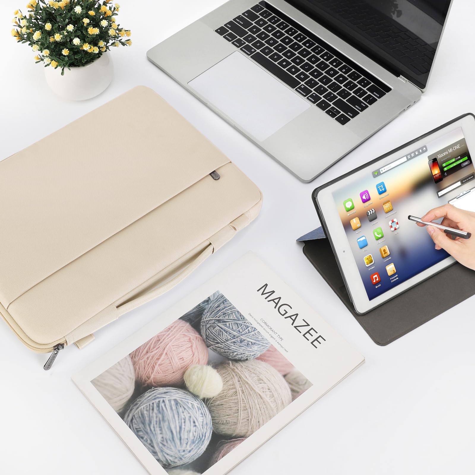 DOMISO Laptop Sleeve 14 pollici custodia notebook beige impermeabile