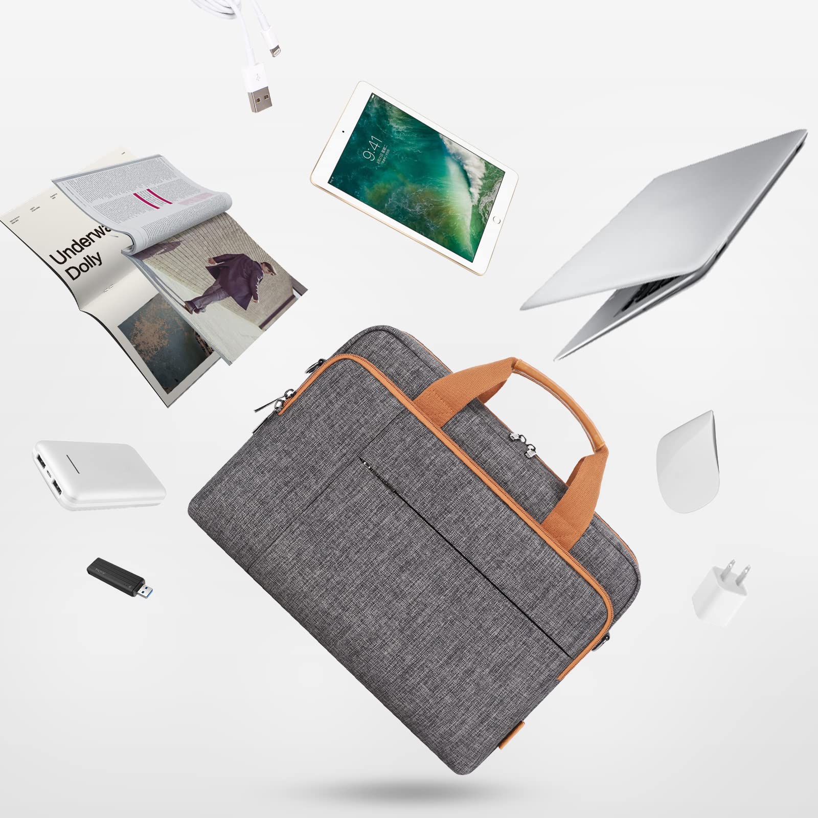 Domiso Laptop Briefcase 15,6 Pollici ventiquattrore laptop grigio scuro impermeabile