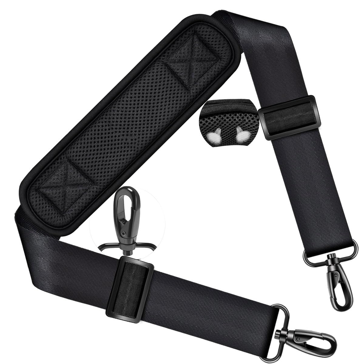 ZINZ Shoulder Pads Cinturino Spalla 58" con Imbottitura Fissa Spessa nero