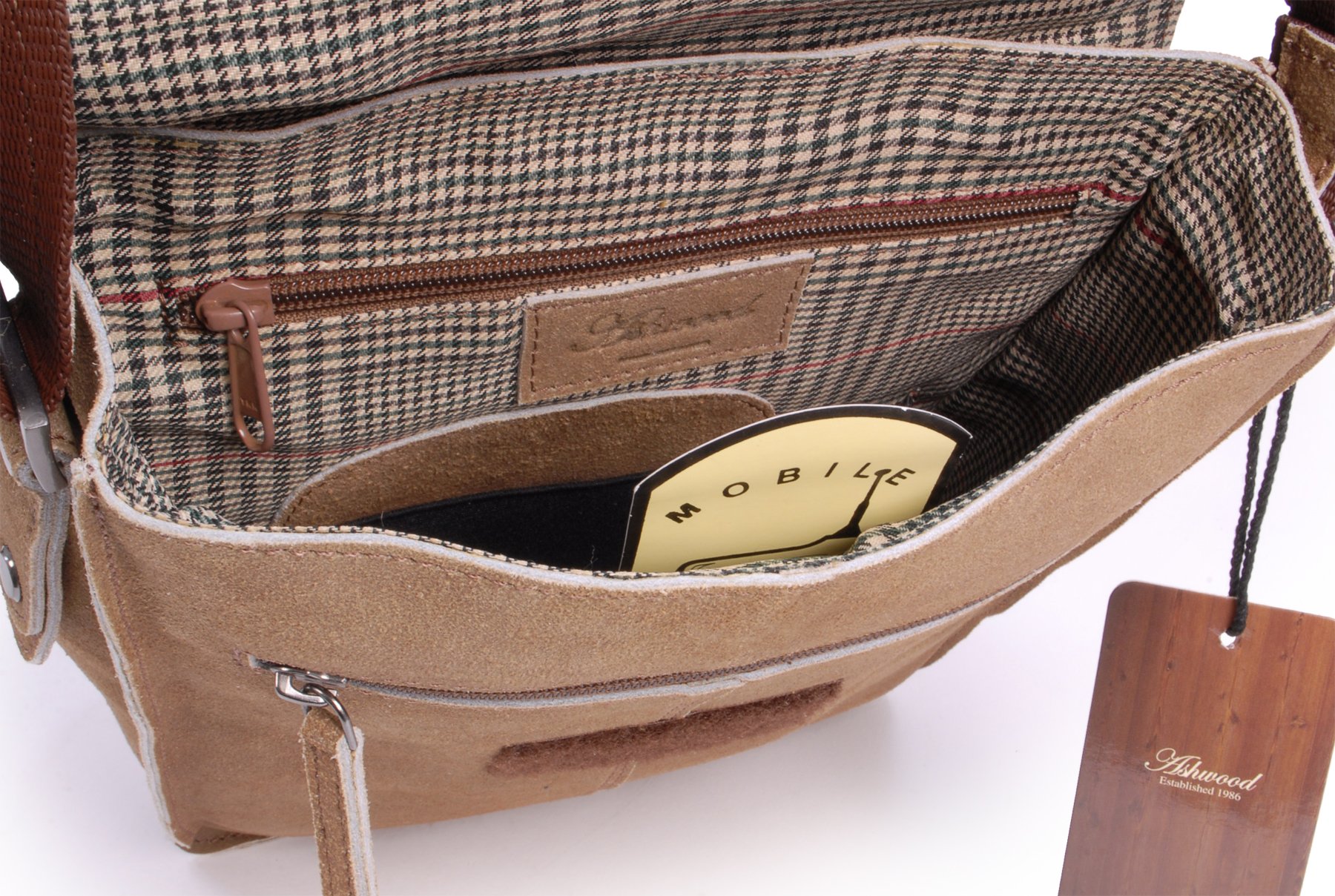 Ashwood Man Bags & Briefcases 8355 borsa messenger marrone chiaro in pelle