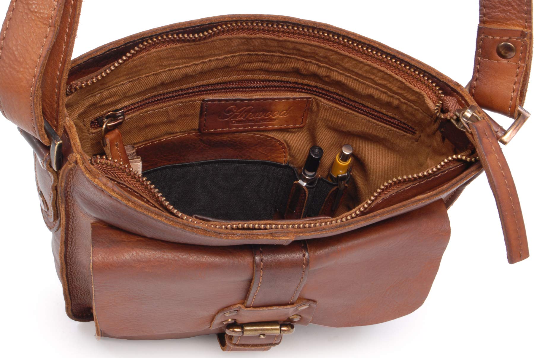 Ashwood Man Bags & Briefcases 7993 borsa a tracolla marrone chiaro in pelle