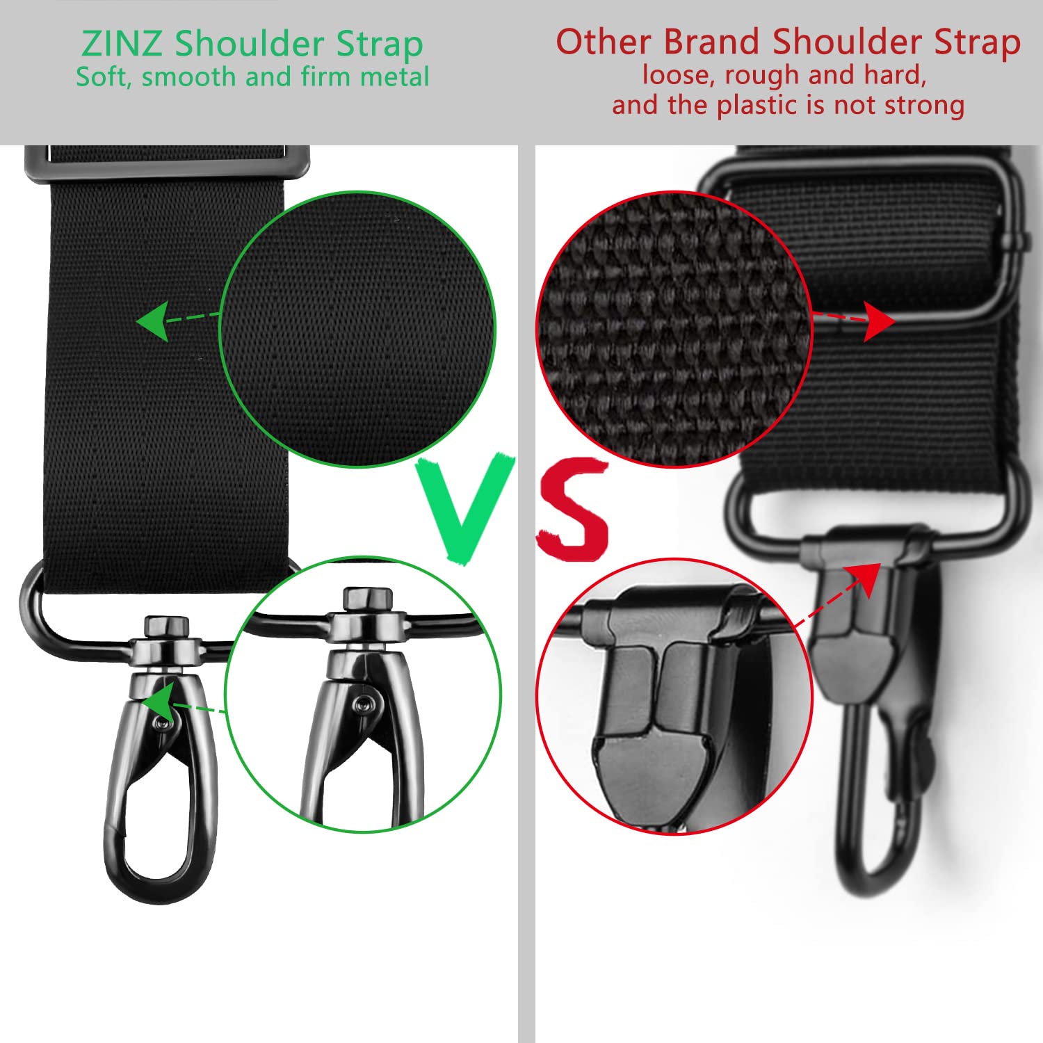 ZINZ Shoulder Pads cinturino regolabile 79″ nero 200 cm imbottito