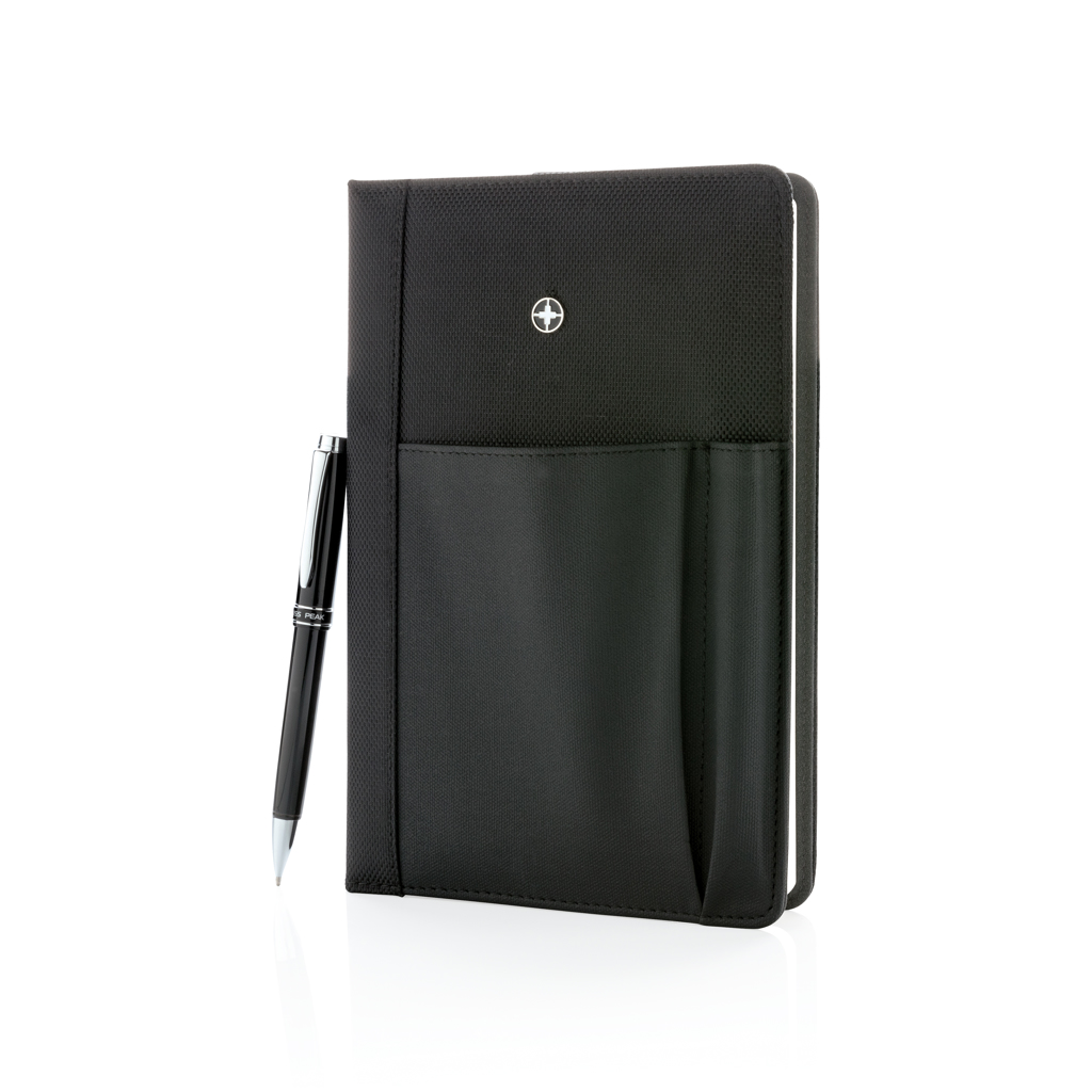 Swiss Peak Ufficio & Scrittura Set penna e taccuino set regalo nero 1680D