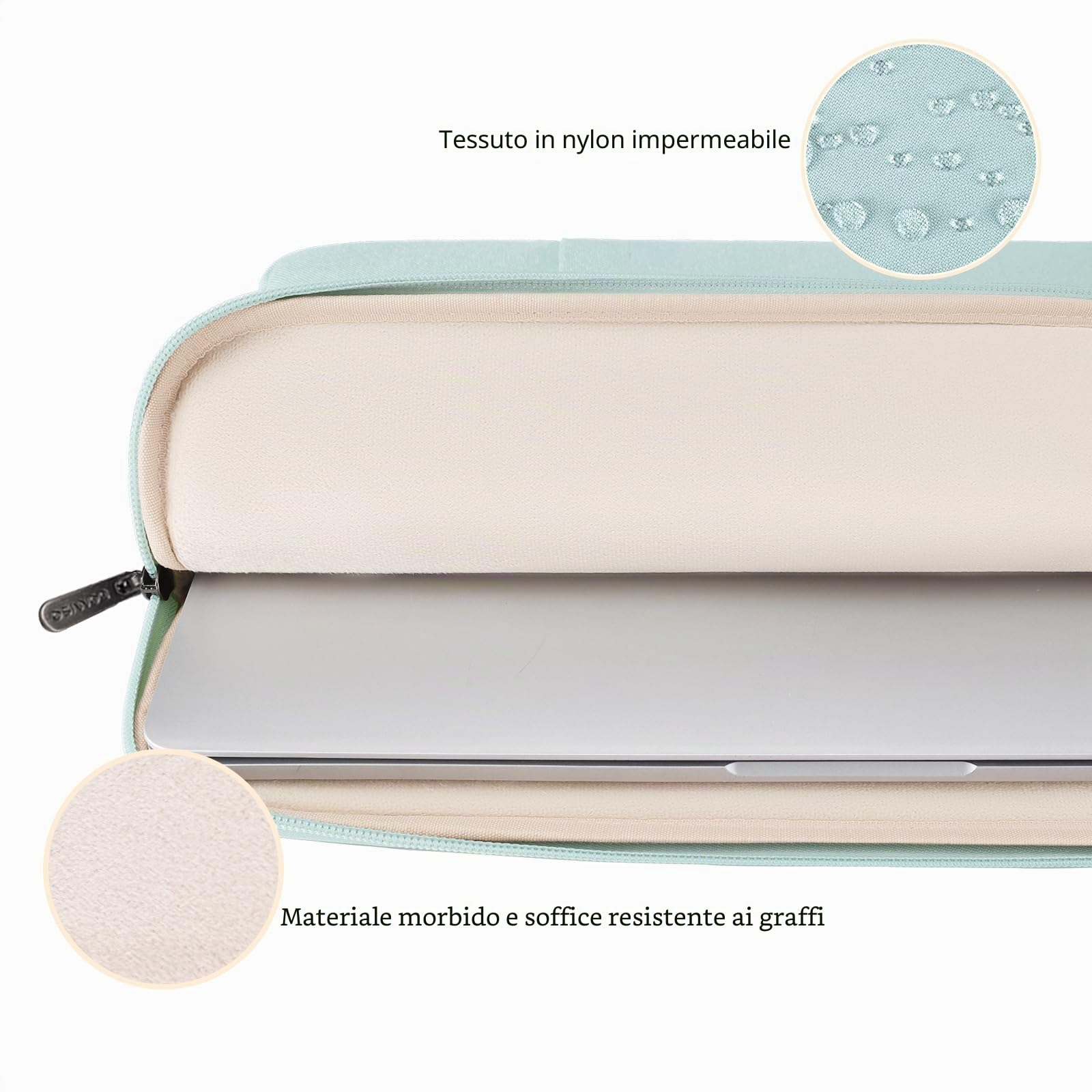 Domiso Laptop Sleeve 14 pollici custodia menta verde imbottita