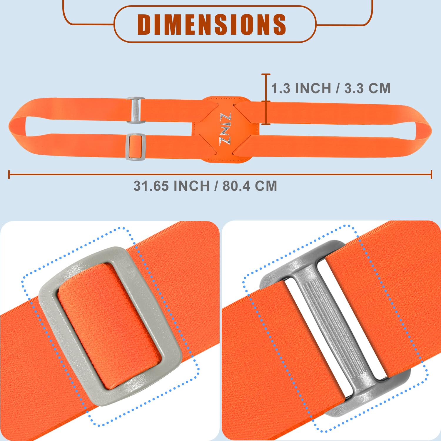 ZINZ Luggage Straps Cintura Elastica Regolabile cinghia valigia Arancia US