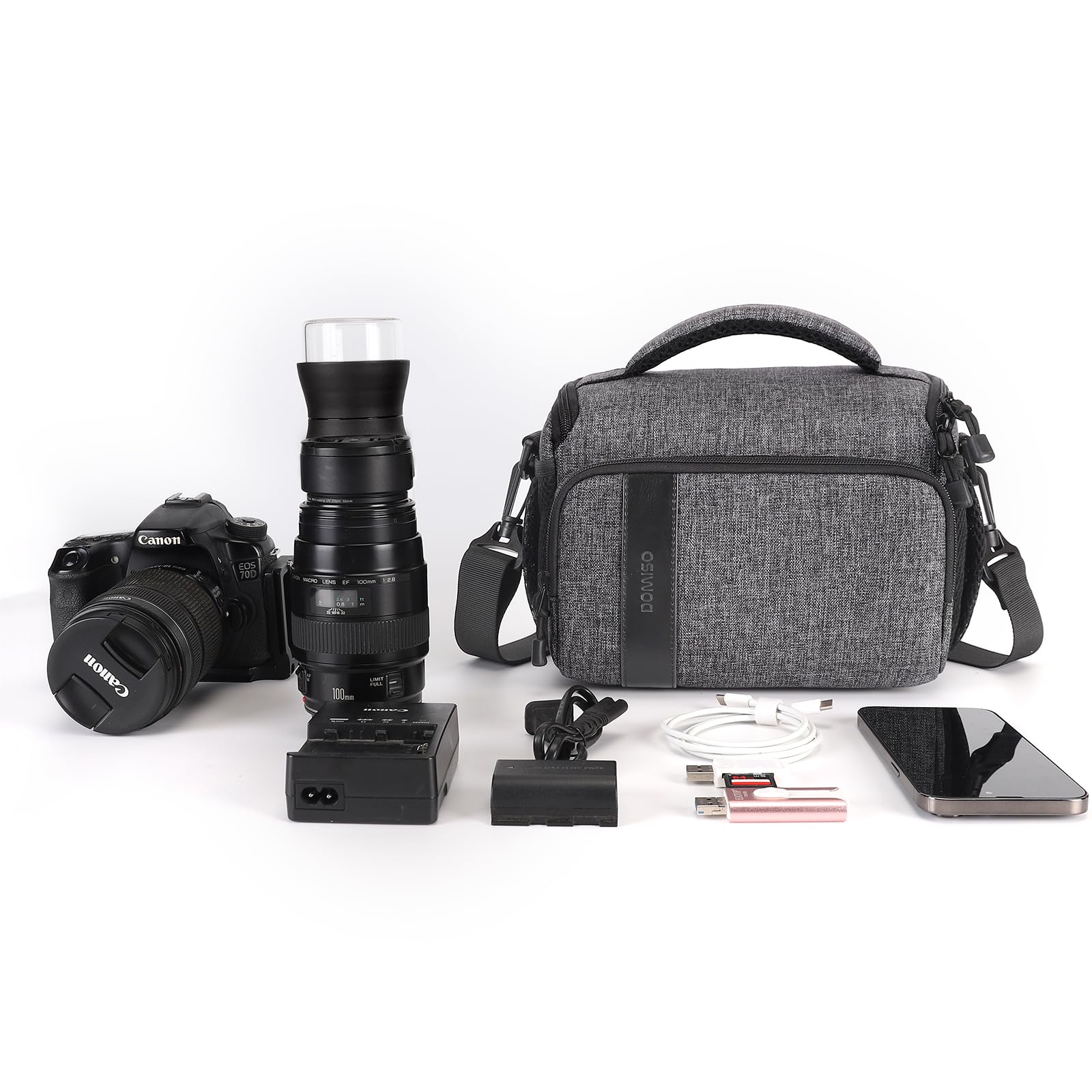 Domiso DSLR Camera Bag borsa fotocamera grigio scuro antiurto