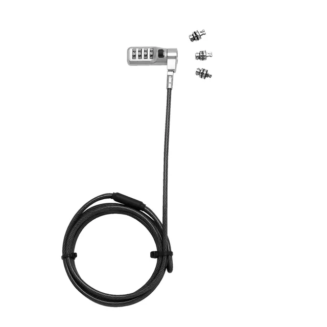 BASE XXO Security Locks Universal Security Cable Lock 3 Exchangeable heads fits all slots, preset code cavo antifurto