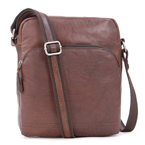 Ashwood Vera Pelle Vintage F-82 borsa messenger in pelle media