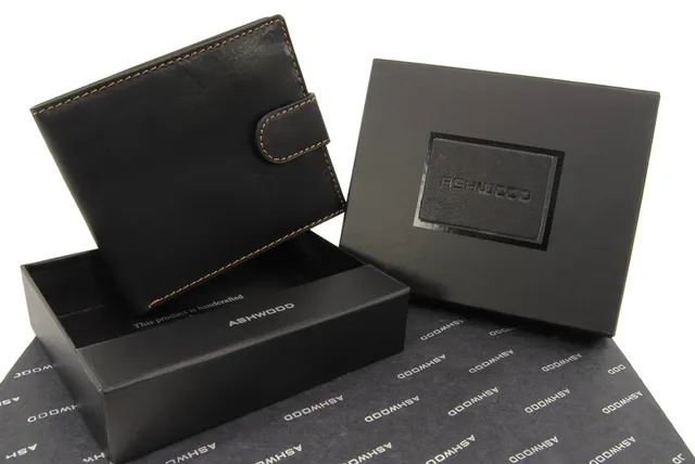 Ashwood Wallets 1222 portafoglio uomo nero in pelle