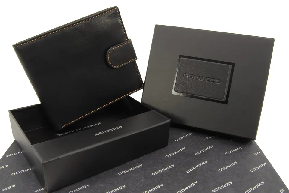 Ashwood Wallets 1222 portafoglio uomo nero in pelle