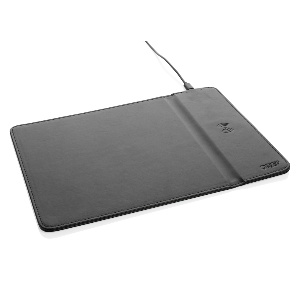 Swiss Peak Tech Tappetino mouse con ricarica wireless 10W in PU riciclato nero