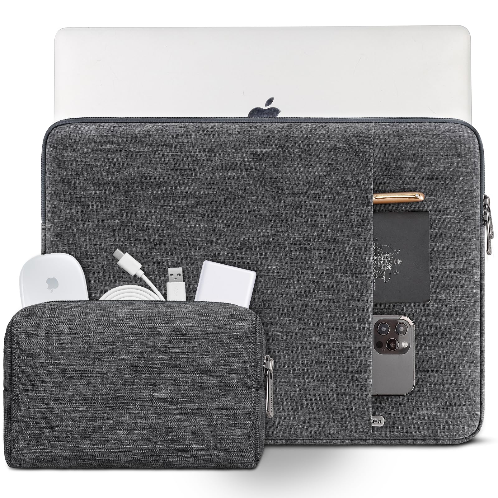 Domiso Laptop Sleeve 13,3 Pollici custodia laptop grigio scuro impermeabile