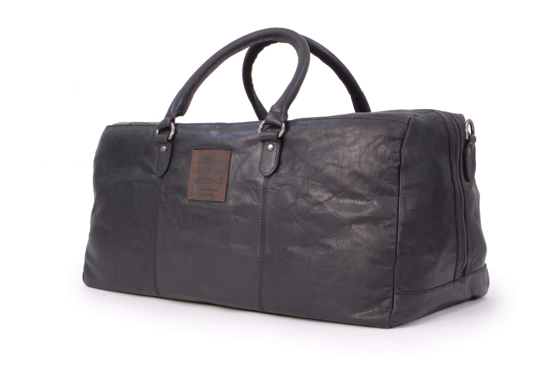 Ashwood Holdalls F-87 borsone da viaggio Nero in pelle