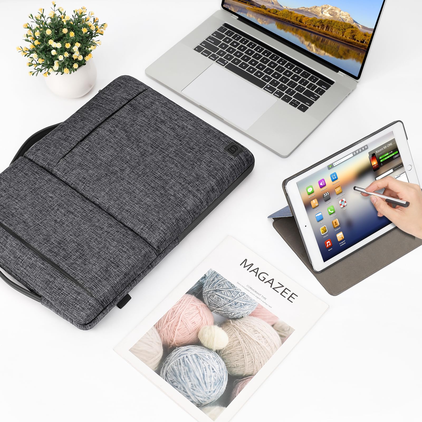 Domiso Laptop Sleeve 14 Pollici custodia laptop grigia impermeabile