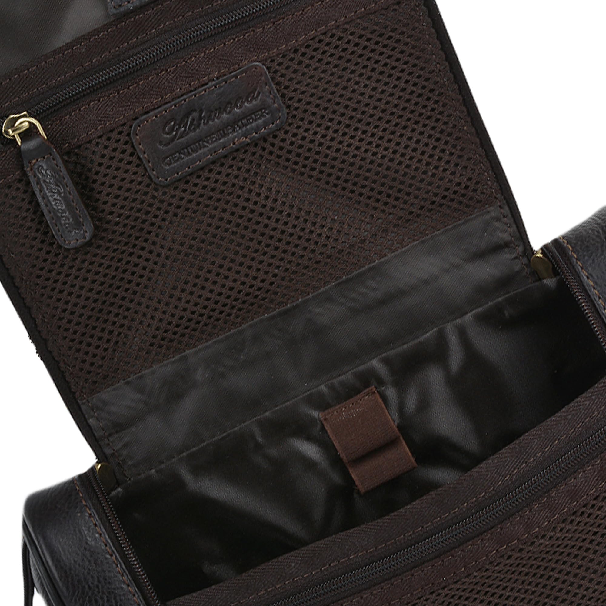 Ashwood Washbags 89145 beauty case Nero e Rosso in pelle e nylon