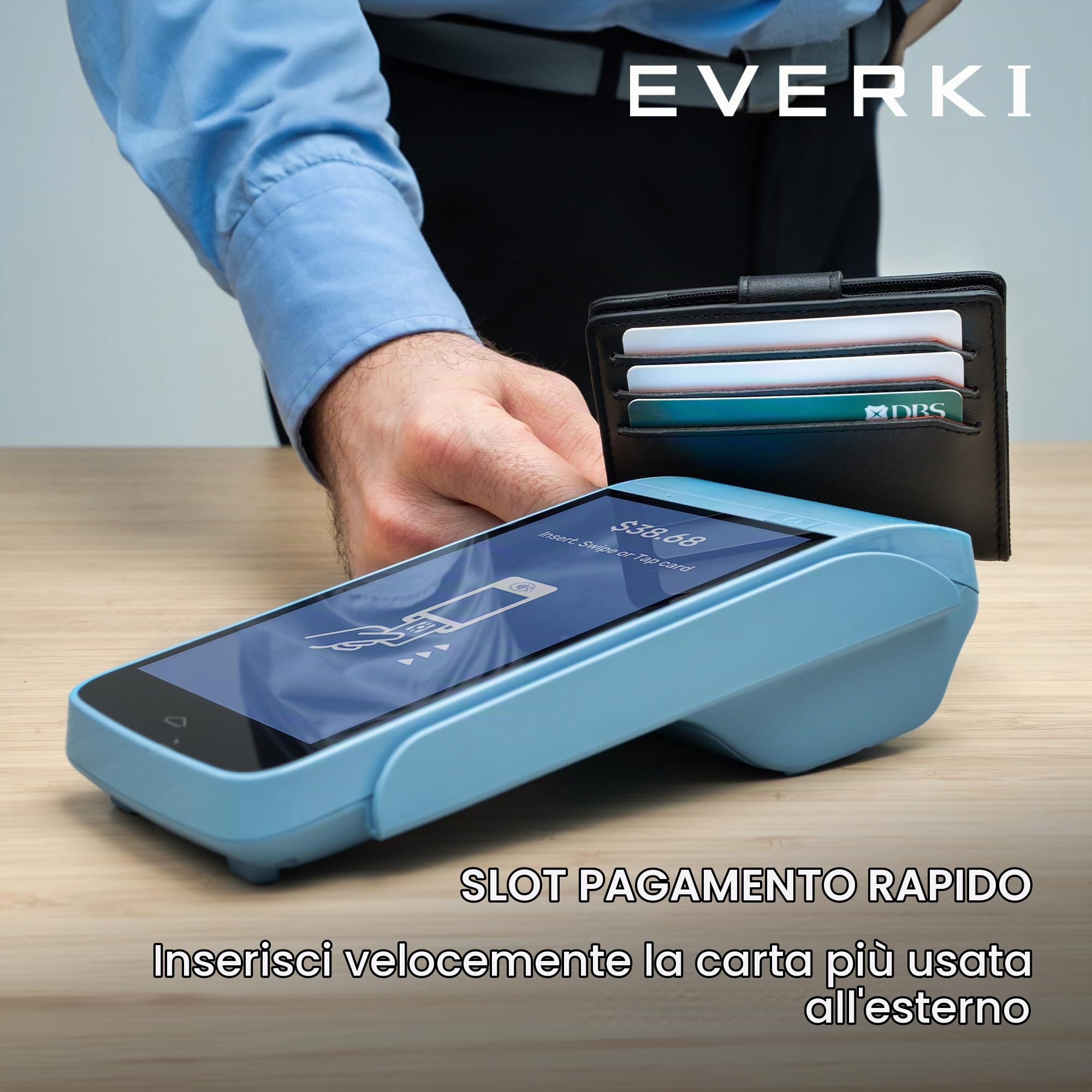 EVERKI Borselli e Borse a Tracolla portafoglio uomo anti-RFID sottile bifold Nero
