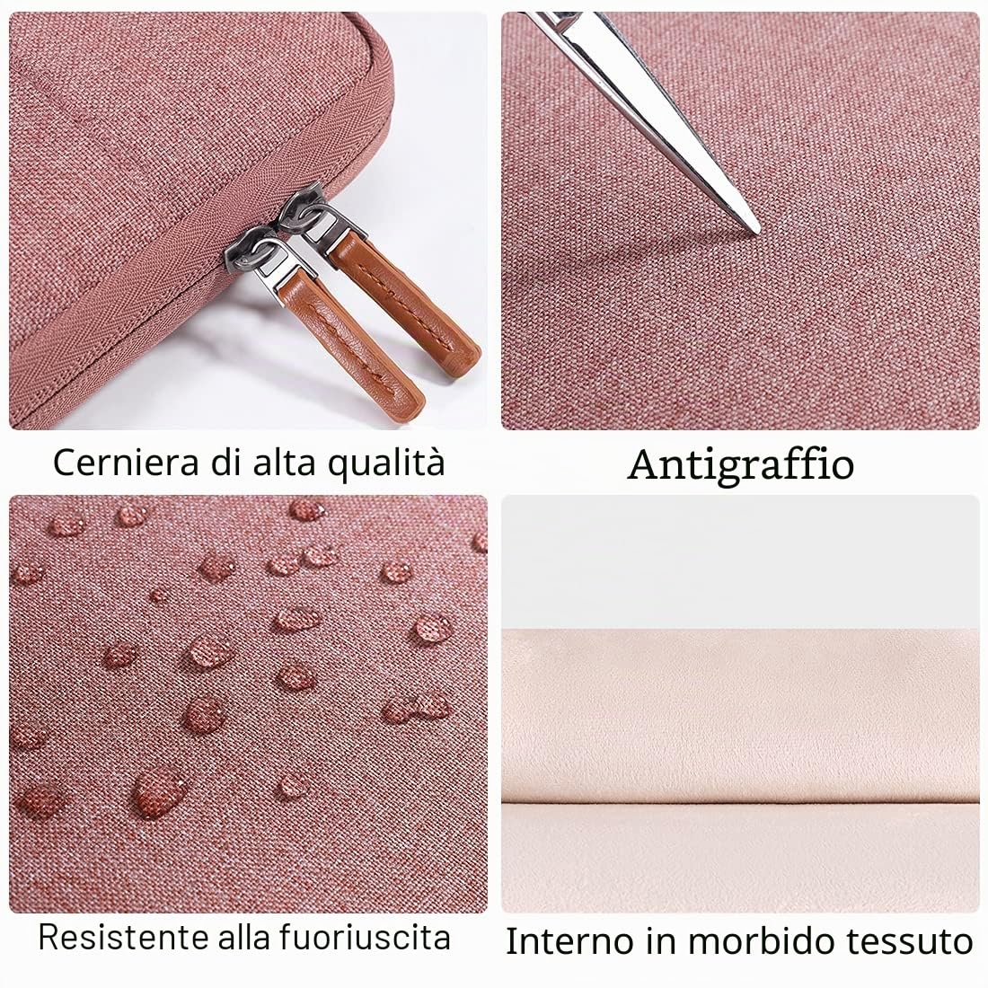 Domiso Laptop Sleeve 15.6 Pollici custodia laptop rosa impermeabile