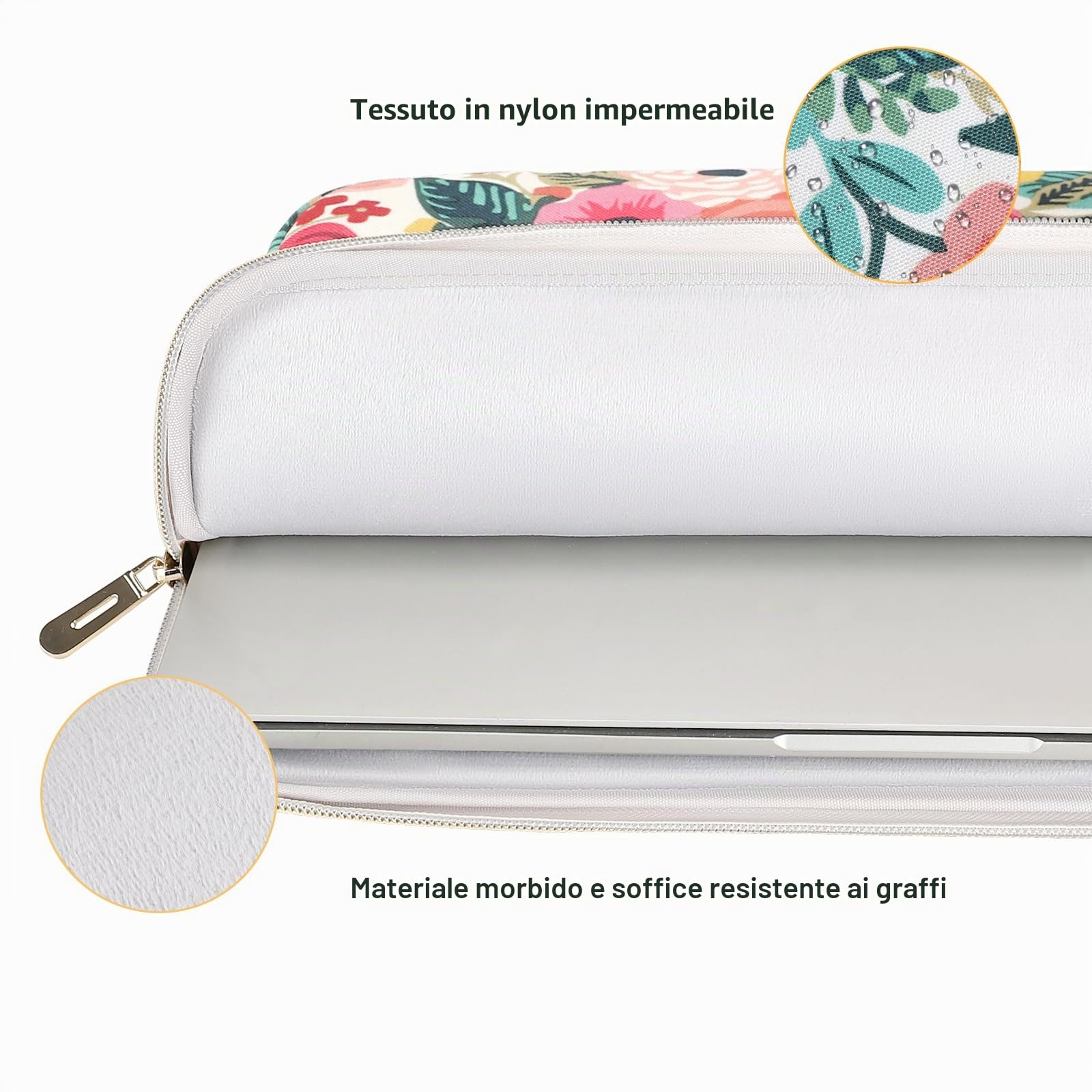 Domiso Laptop Sleeve 17,3 Pollici Custodia Impermeabile Fiori di Rosa
